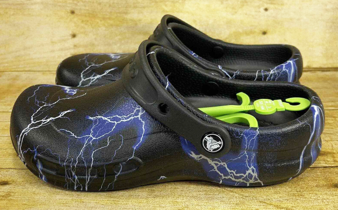 Crocs Bistro Classic Work Clog in Black Lightning Bolts Color