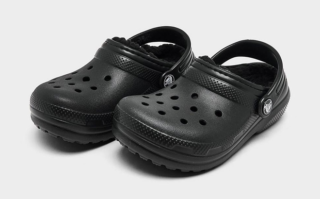 Crocs Toddler Classic Lined Clogs in Black Color