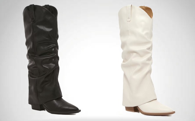 DSW Crown Vintage Sana Foldover Western Boots in Black and White 1 DSW Crown Vintage Sana Foldover Western Boots in Black and White 1