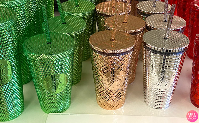 Different Colors of Starbucks Cold Cups on a Store Shelf