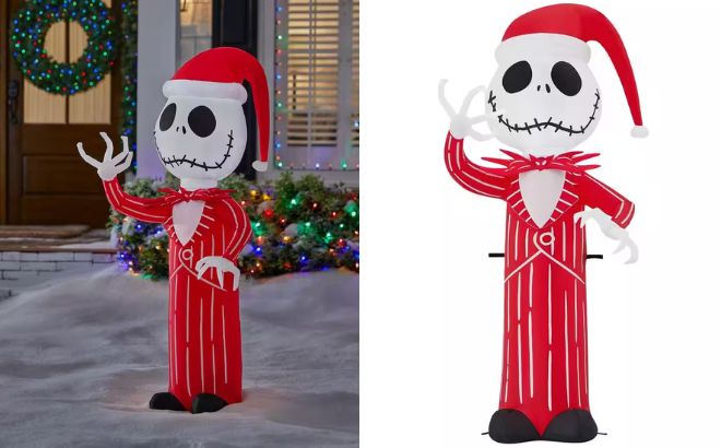 Disney 4 Foot Jack Skellington Red White Suit Holiday Inflatable
