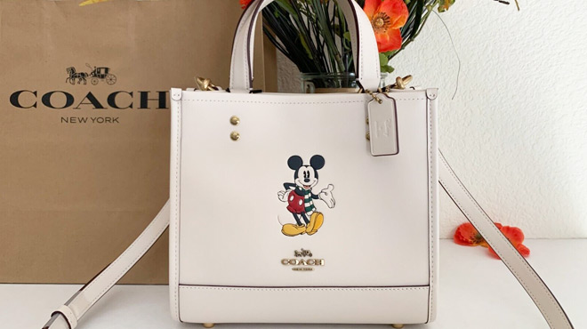 Disney X Coach Dempsey Tote 22 with Mickey Mouse in Brass Chalk color