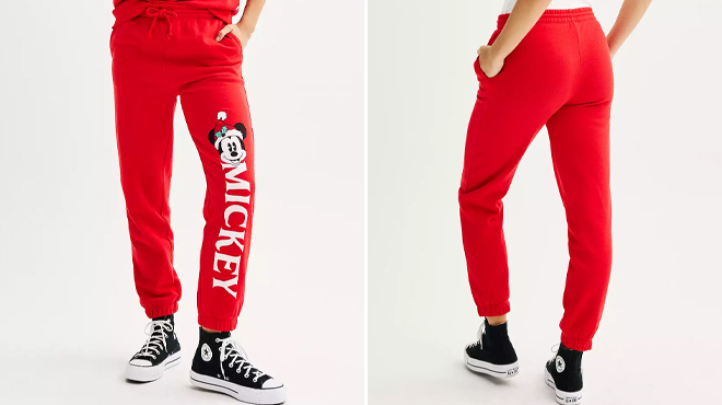 Disneys Mickey Mouse Juniors Holiday Graphic Jogger Pants