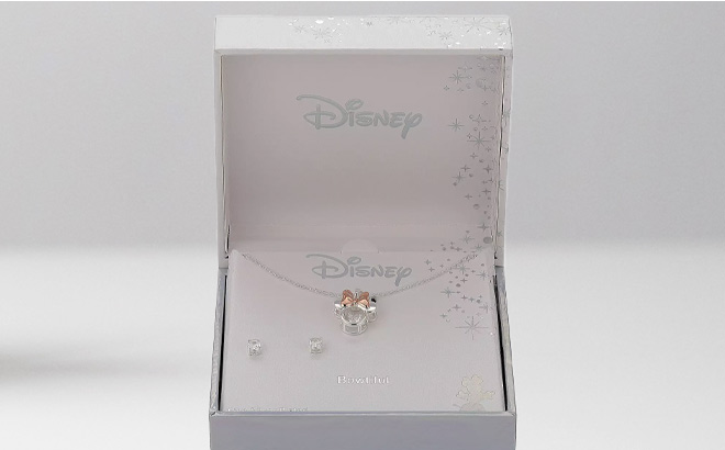Disneys Minnie Mouse Necklace Stud Earrings Duo Set
