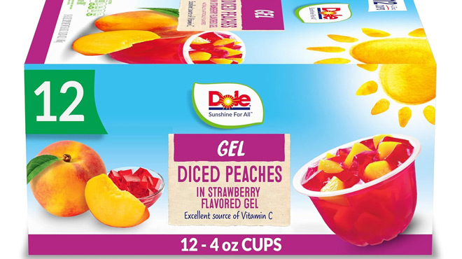 Dole Fruit Bowls Peaches 12 ct Strawberry Flavored Gel