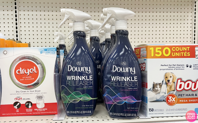 Downy Wrinkle Releaser Fabric Spray on Rack Downy Wrinkle Releaser Fabric Spray on Rack