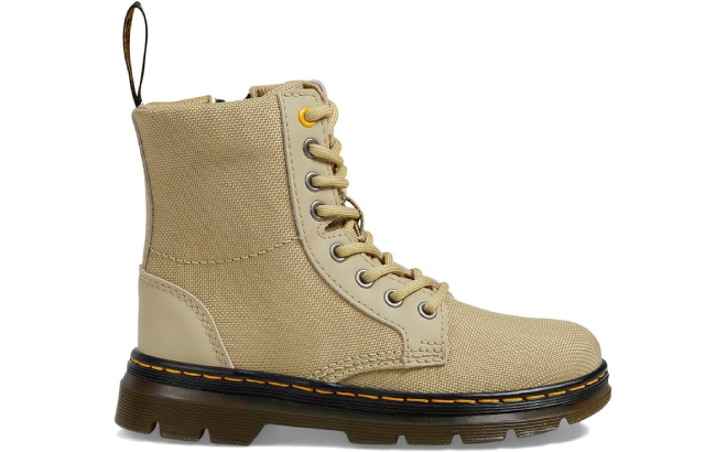 Dr Martens Combs Lace Up Fashion Kids Boots in Pale Olive Color
