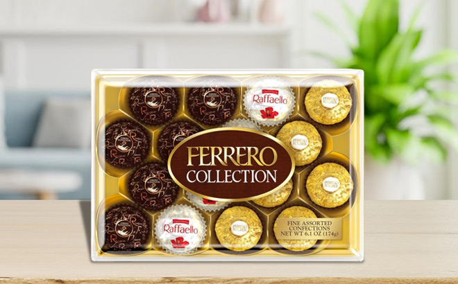 Ferrero Rocher 16 Count Gift Box on a Table