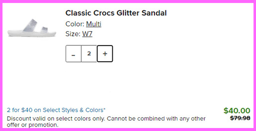 Final Price Breakdown for Crocs Sandals 2 for 40 Sale
