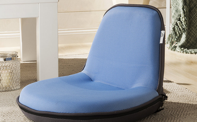 Foldable Floor Chair in Gray Light Blue