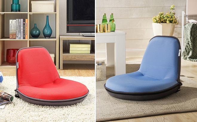 Foldable Olga Floor Chair in Red Light Blue