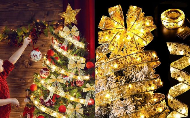 Funsmile 2 Pack Christmas Ribbon Lights