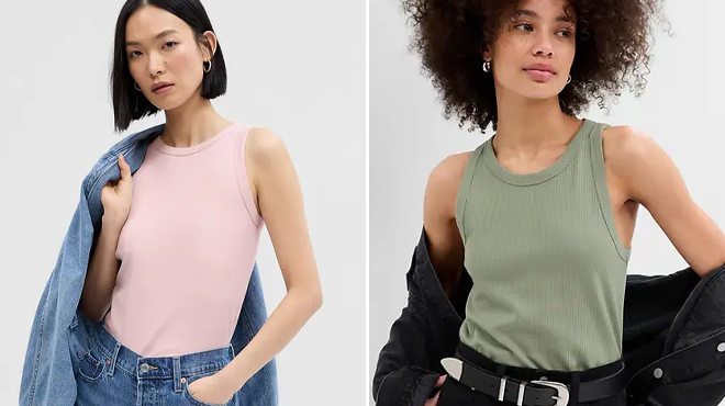 GAP Womens Ribbed High Neck Tanks