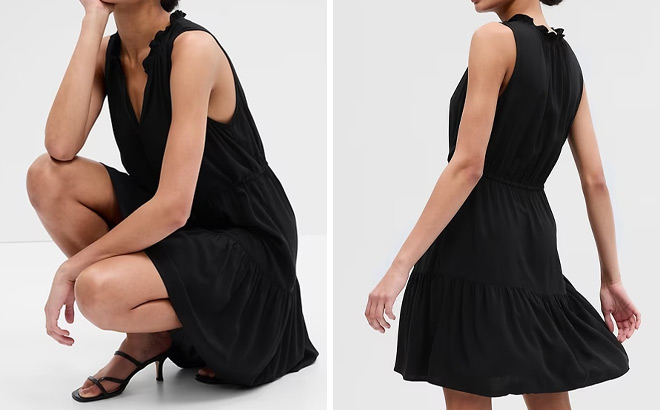 GAP Womens Sleeveless Splitneck Mini Dress