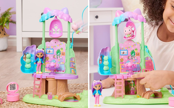 Gabbys Dollhouse Transforming Garden Treehouse Playset with Lights