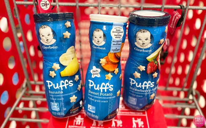 Gerber Baby Snacks Puffs Variety Pack on the Shopping Cart 1 Gerber Baby Snacks Puffs Variety Pack on the Shopping Cart 1