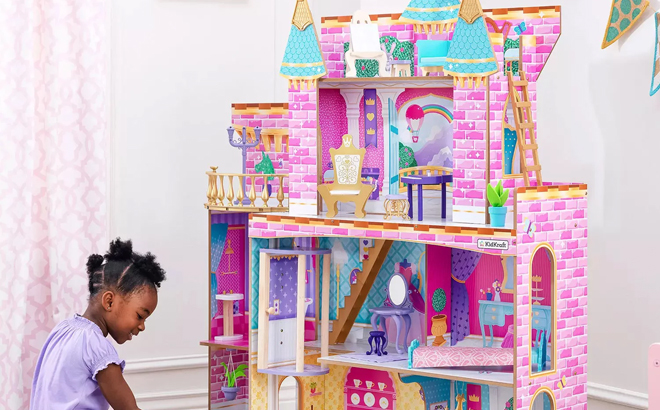 Girl Playing with the KidKraft Princess Party Castle