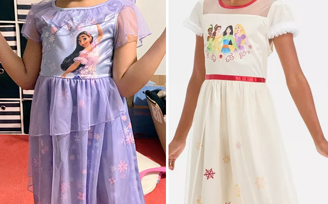 Girls Disney Princess Christmas Dress up NightGown and Girls Disney Encanto Isabella Fantasy NightGown