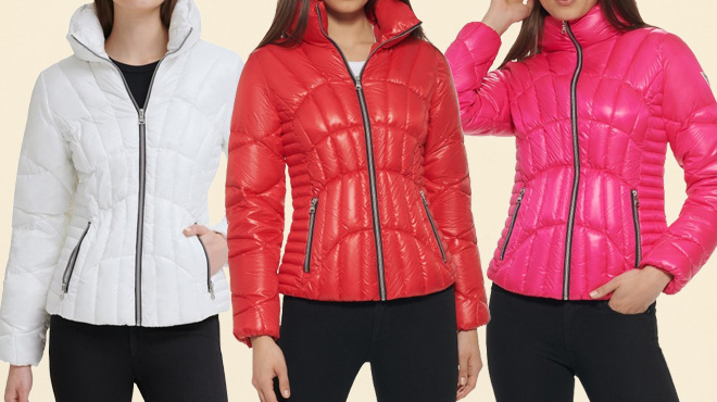 Guess Womens Puffer Jackets in Three Colors