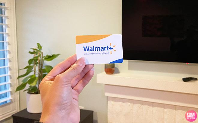 Hand Holding Walmart Annual Membership Gift Card