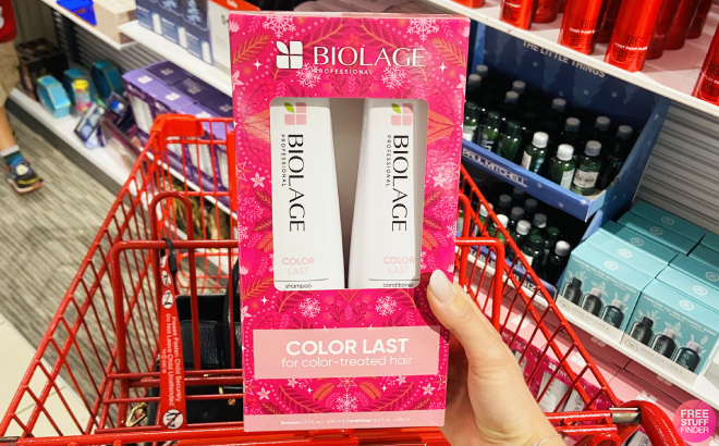 Hand Holding a Biolage Color Last 2 Piece Gift Set Hand Holding a Biolage Color Last 2 Piece Gift Set