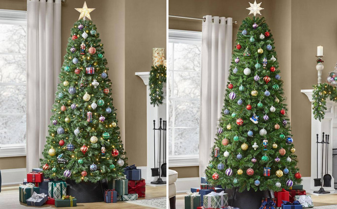 Home Accents Holiday 6.5-FootPre-Lit LED Festive Pine Artificial Christmas Tree 