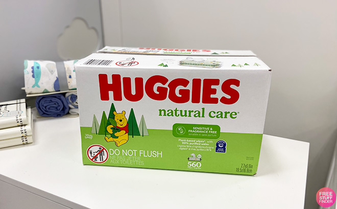 Huggies Natural Care Baby Wipes 560 Count on the Table