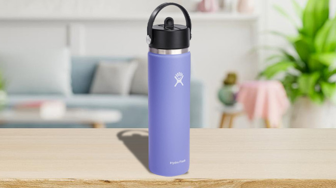 Hydro Flask Stainless Steel Wide Mouth Water Bottle on a Table