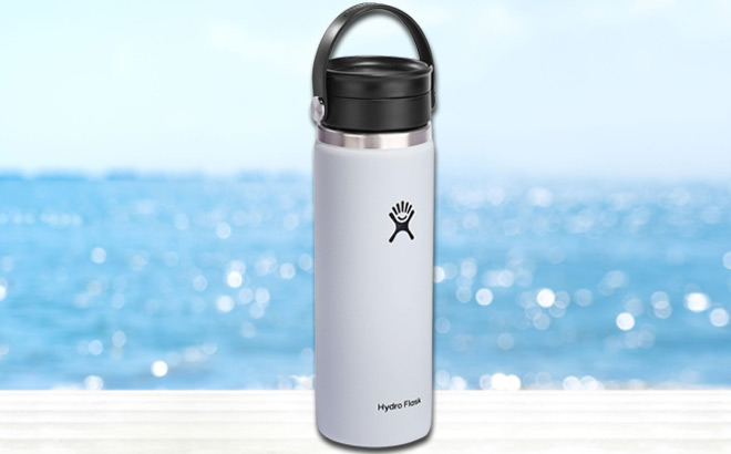 Hydro Flask Wide Mouth Bottle with Flex Sip Lid in white color