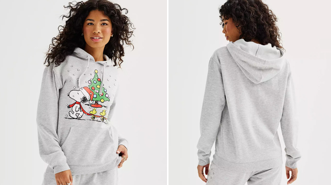 Juniors Peanuts Christmas Graphic Hoodie