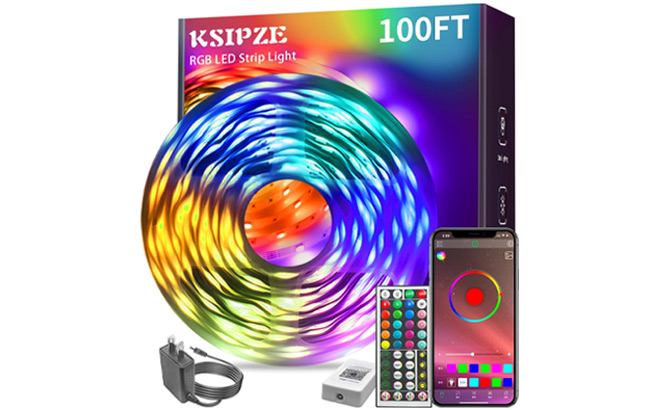 KSIPZE 100ft LED Strip Lights KSIPZE 100ft LED Strip Lights