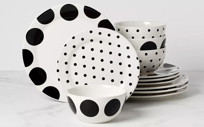 Kate Spade On The Dot 12 Piece Dinnerware Set on the Table
