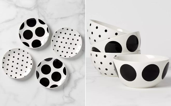 Kate Spade On The Dot Assorted Tidbit Plates and All Purpose Bowls