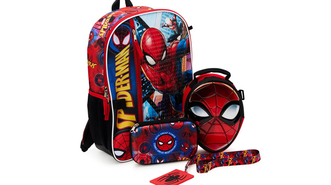 Kids Character Backpacks 5 Piece Set Marvel Spider Man