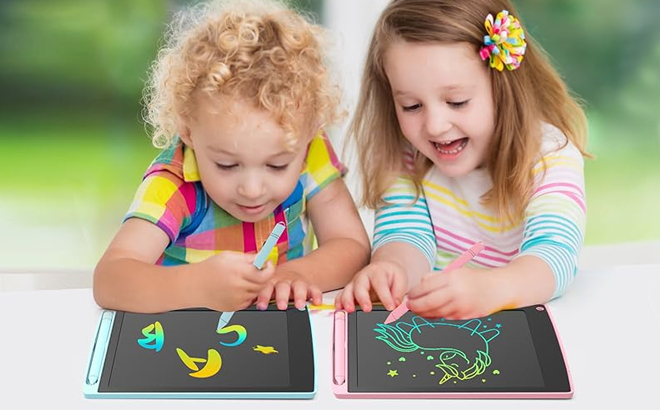 Kids Drawing on two LCD Writing Tablets