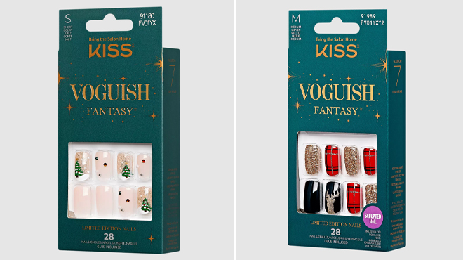 Kiss Voguish Fantasy Marshmallow Holiday Press On Nails and Kiss Voguish Fantasy Minted Holiday Press On Nails