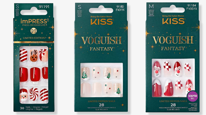 Kiss imPRESS Holiday Limited Edition Press On Nails in Three Designs