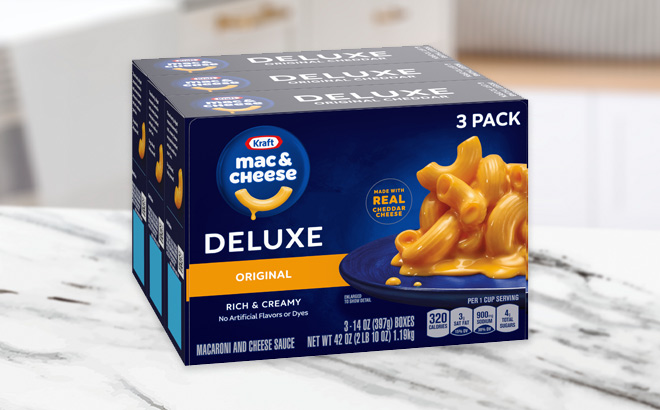 Kraft Deluxe Original Cheddar Macaroni Cheese Dinner 3 Pack