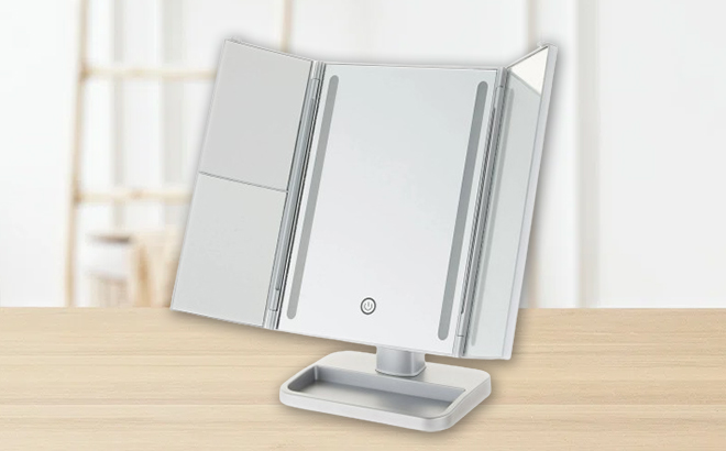 LED Makeup Mirror on a Table