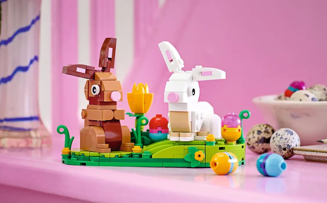LEGO Easter Rabbits on the Desk