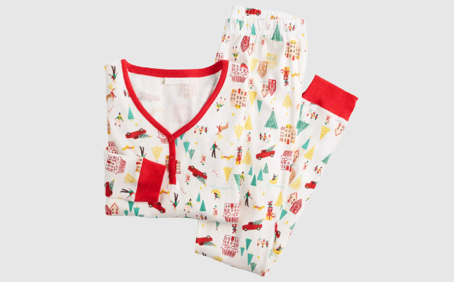 Lauren Conrad Womens Holiday Village Pajama Set