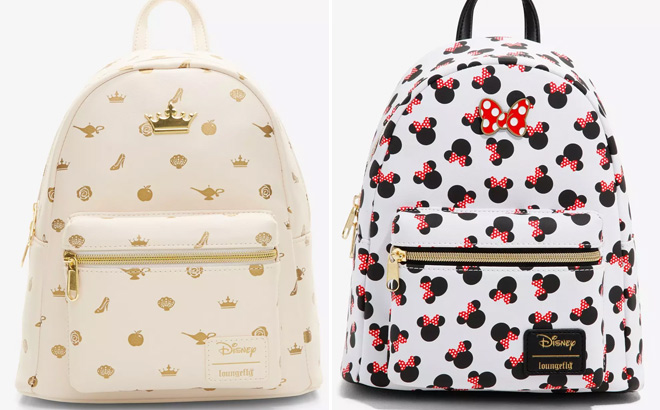 Loungefly Disney Princess Icons Mini Backpack and Minnie Mouse Backpack