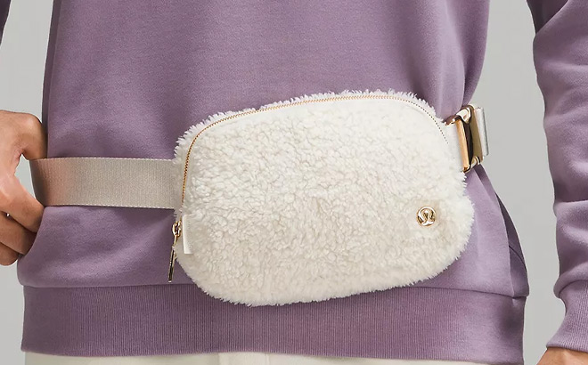 A Person Wearing Lululemon Everywhere Fleece Belt Bag 1L