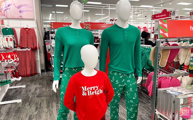 Mannequins Dressed in Christmas Pajamas inside a Store