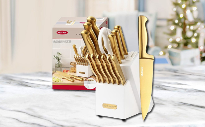 McCook 15 Piece Knife Block Set Gold McCook 15 Piece Knife Block Set Gold