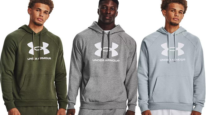 Men wearing Under Armour Mens Fleece Logo Hoodie Men wearing Under Armour Mens Fleece Logo Hoodie