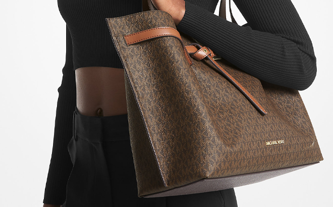 Michael Kors Emilia Large Logo Tote Bag in Brown Michael Kors Emilia Large Logo Tote Bag in Brown