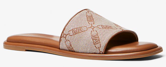 Michael Kors Hayworth Empire Logo Jacquard Slide Sandal Michael Kors Hayworth Empire Logo Jacquard Slide Sandal