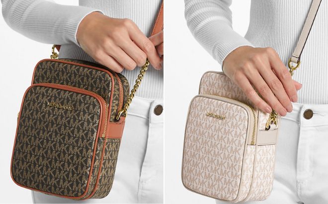 Michael Kors Jet Set Travel Medium Signature Logo Crossbody Bag Michael Kors Jet Set Travel Medium Signature Logo Crossbody Bag