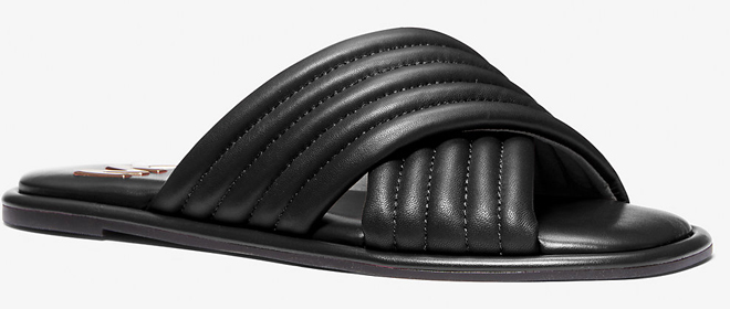 Michael Kors Portia Quilted Leather Slide Sandal Black Michael Kors Portia Quilted Leather Slide Sandal Black
